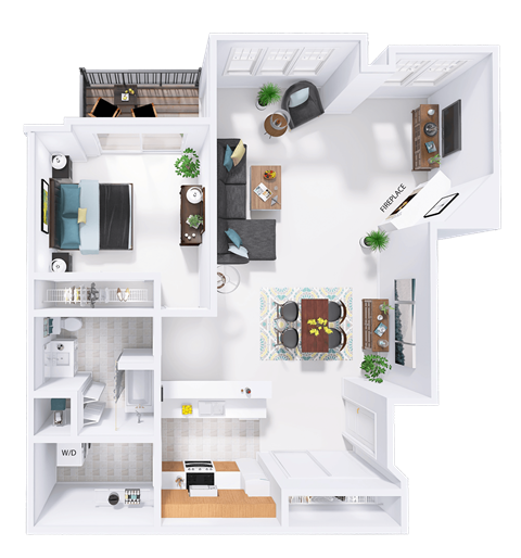 a floor plan of a house with a bedroom and a living room